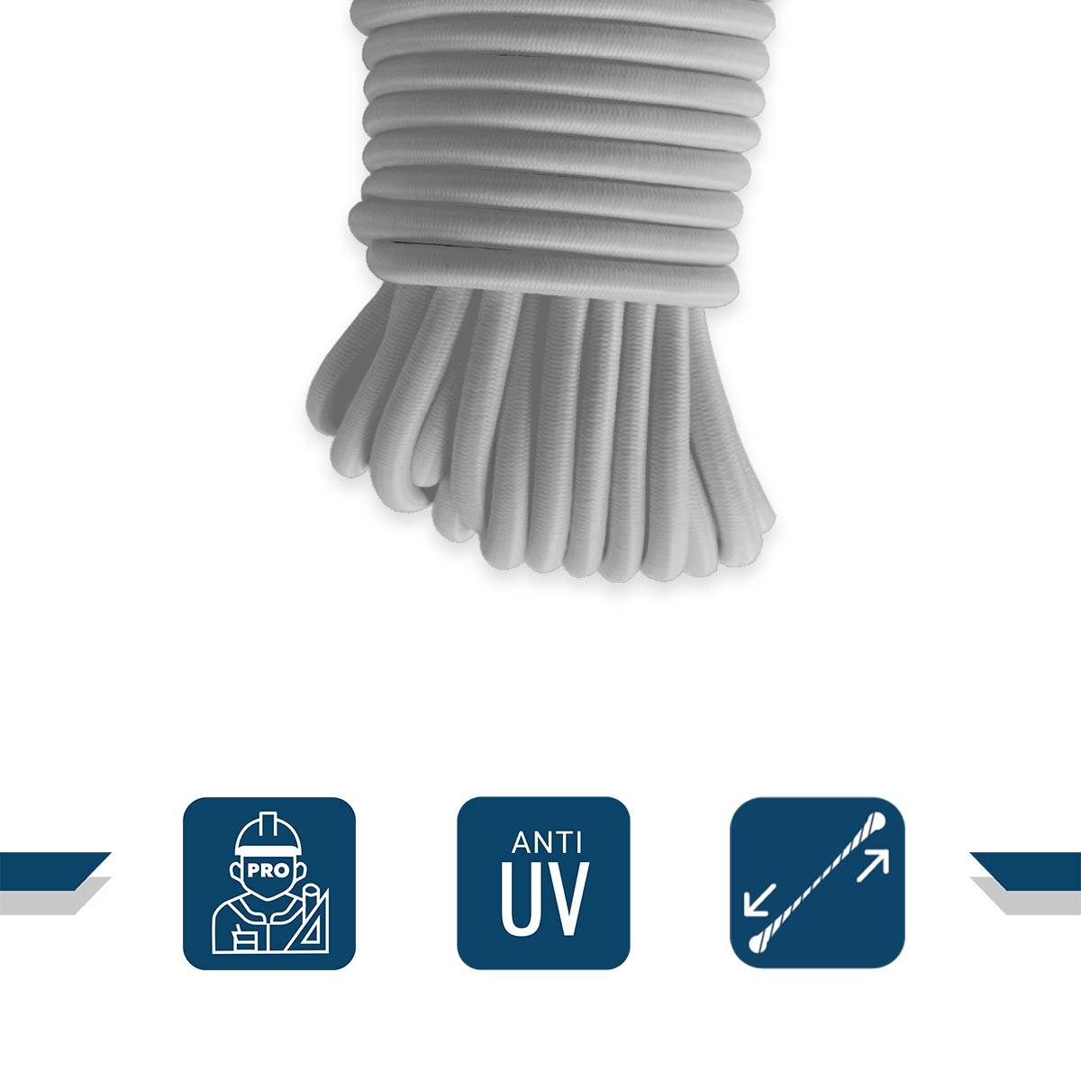 Sandow élastique Gris 60 mètres 9SW - Qualité PRO - Tendeur pour bâche de diamètre 9 mm TECPLAST - Imagen 3