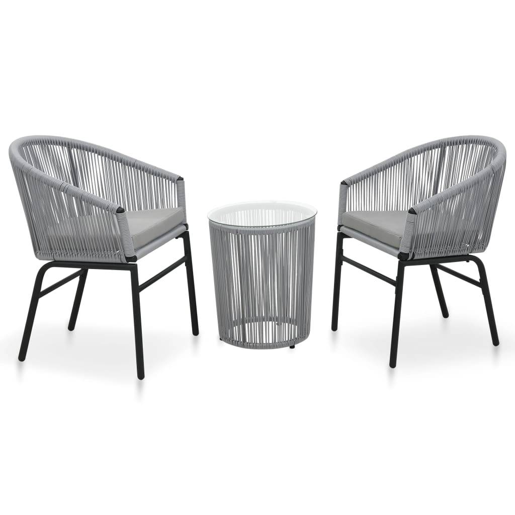 Vidaxl - Ensemble de bistro 3 pcs avec coussins Rotin PE Gris vidaXL 48140 - Imagen 1