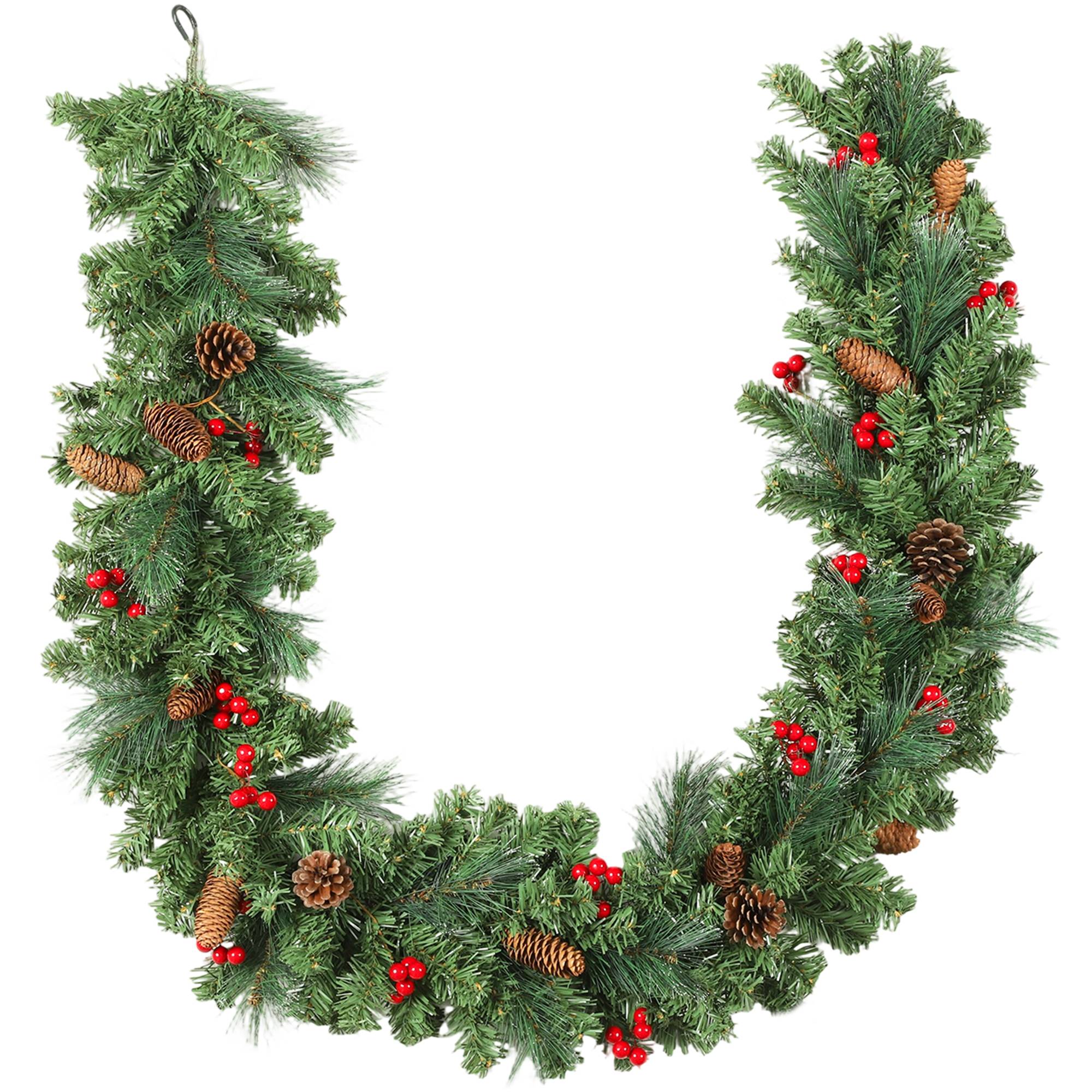 ComfortXL - Guirlande de Noël artificielle en plastique vert enneigé 180 cm 162 branches pour cheminée et décoration intérieure - Image 10