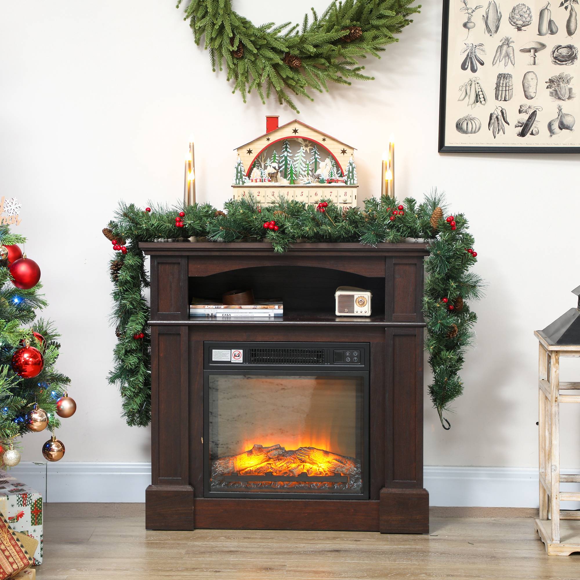 ComfortXL - Guirlande de Noël artificielle en plastique vert enneigé 180 cm 162 branches pour cheminée et décoration intérieure - Image 8