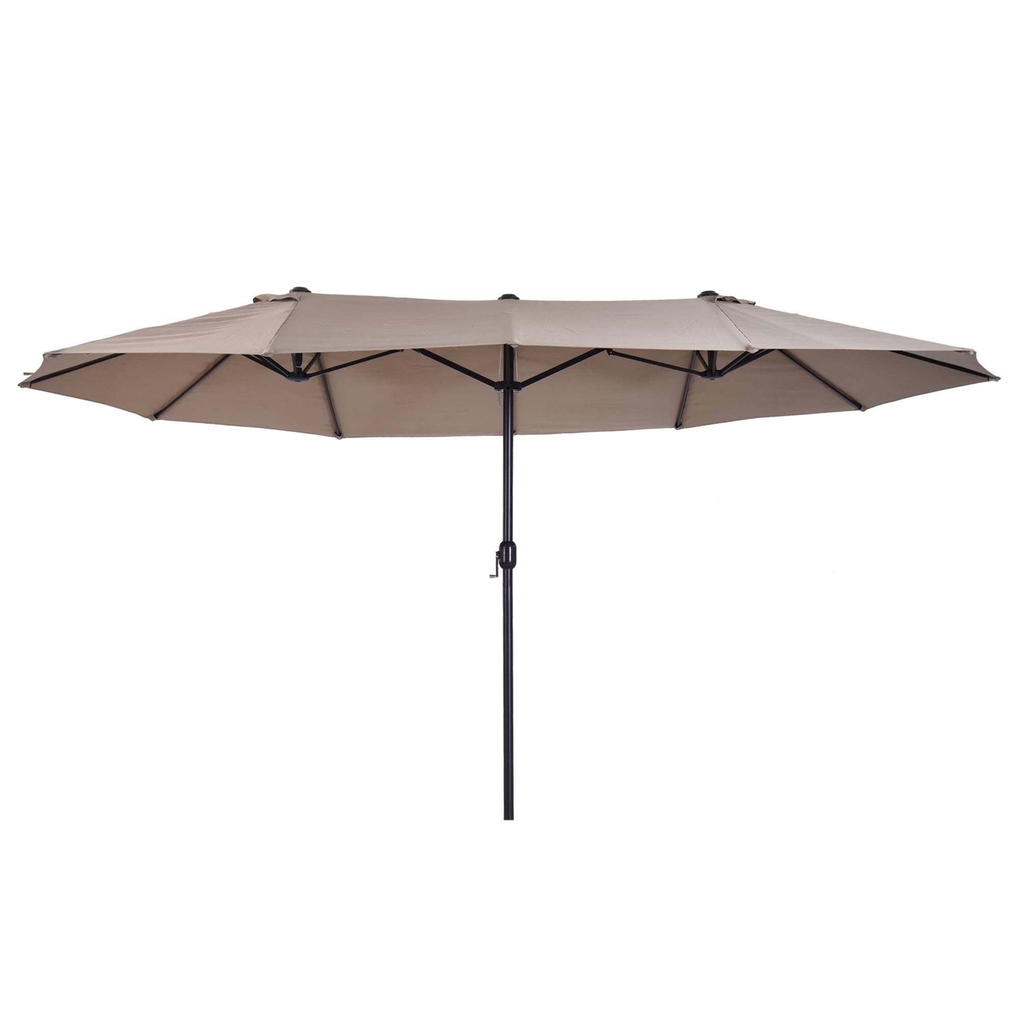 Parasol de jardin double avec ouverture à manivelle, en acier et polyester, 455x265x238 cm - Image 1