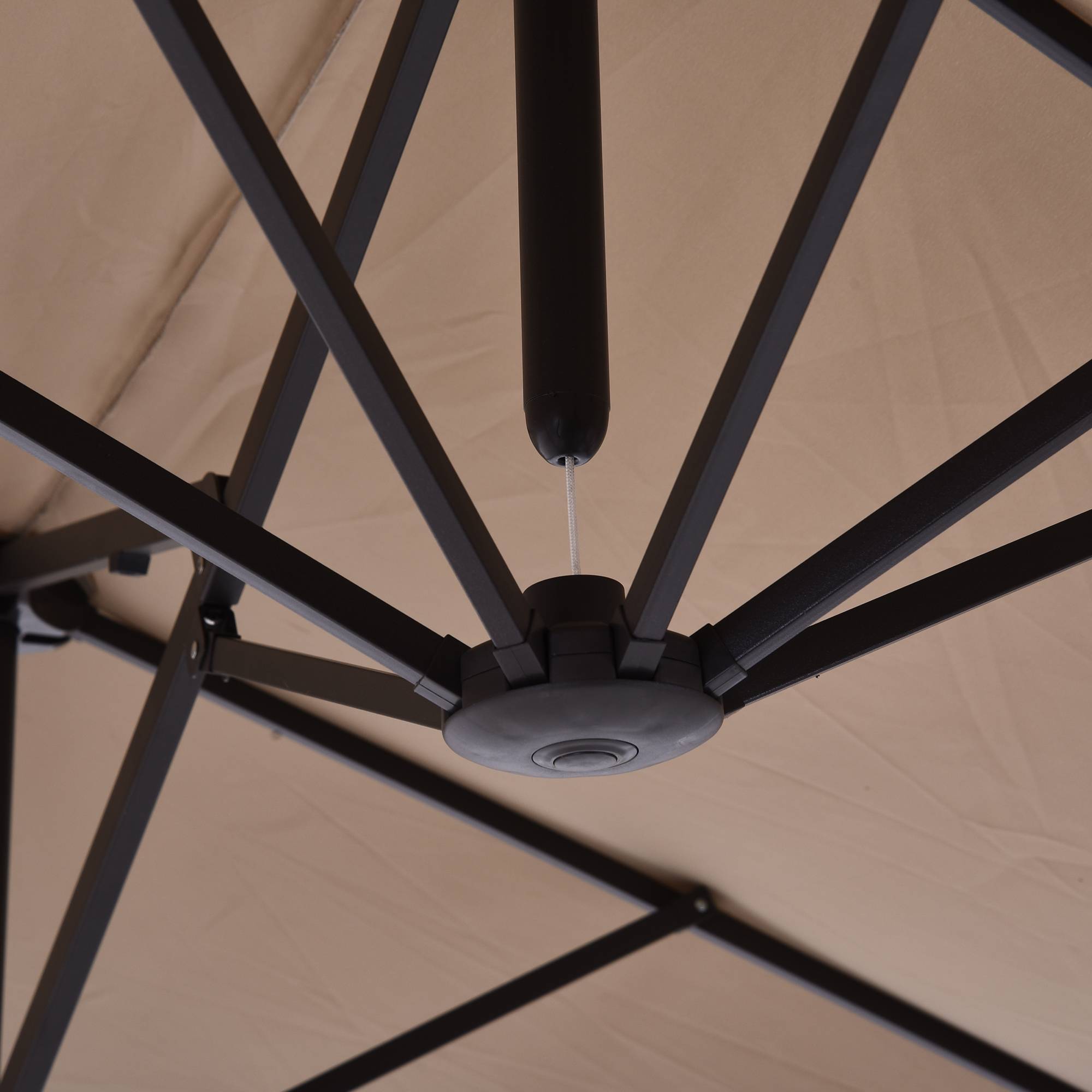 Parasol de jardin double avec ouverture à manivelle, en acier et polyester, 455x265x238 cm - Image 9