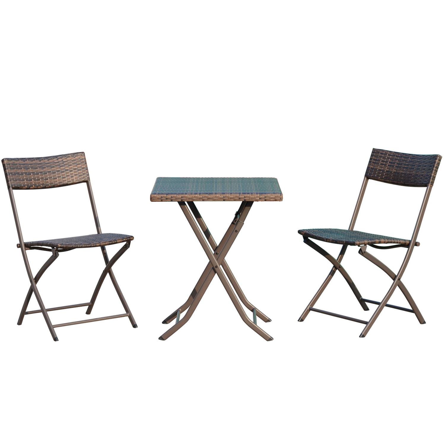 Outsunny - Ensemble meubles de jardin design table carré et chaises pliables résine tressée imitation rotin marron - Outsunny - Imagen 1