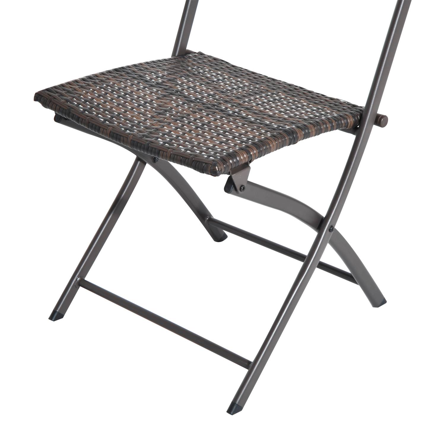 Outsunny - Ensemble meubles de jardin design table carré et chaises pliables résine tressée imitation rotin marron - Outsunny - Imagen 5