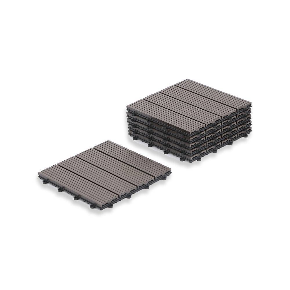Terre Jardin - Dalles terrasse en composite effet bois - Lot de 5 Unité Marron