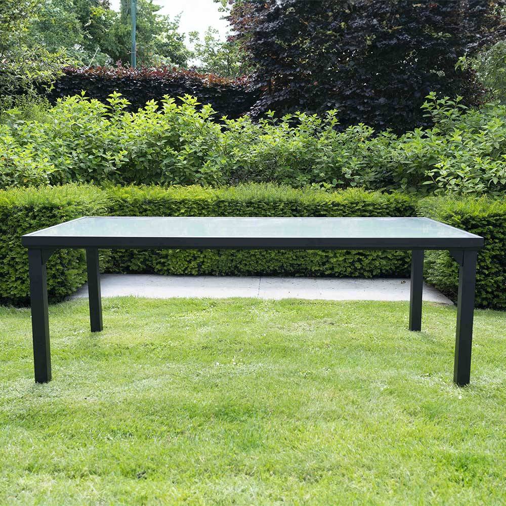 Wilsa Garden - Ensemble BLACKSUN 8p en aluminium, plateau en verre trempé avec 8 fauteuils en textilène - Imagen 4