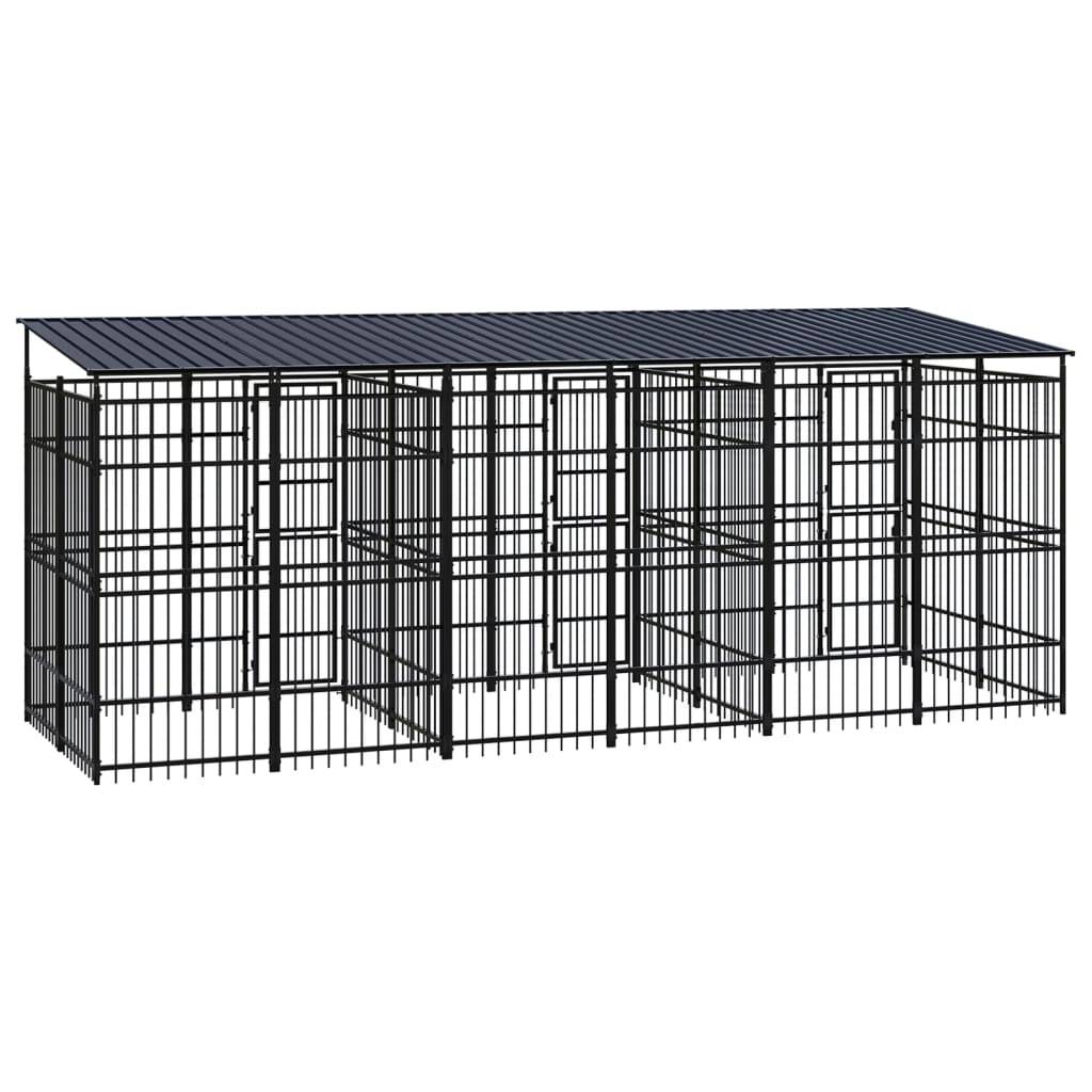 Vidaxl - Chenil d'extérieur avec toit pour chiens Acier 11,06 m² vidaXL 3098015 - Imagen 5