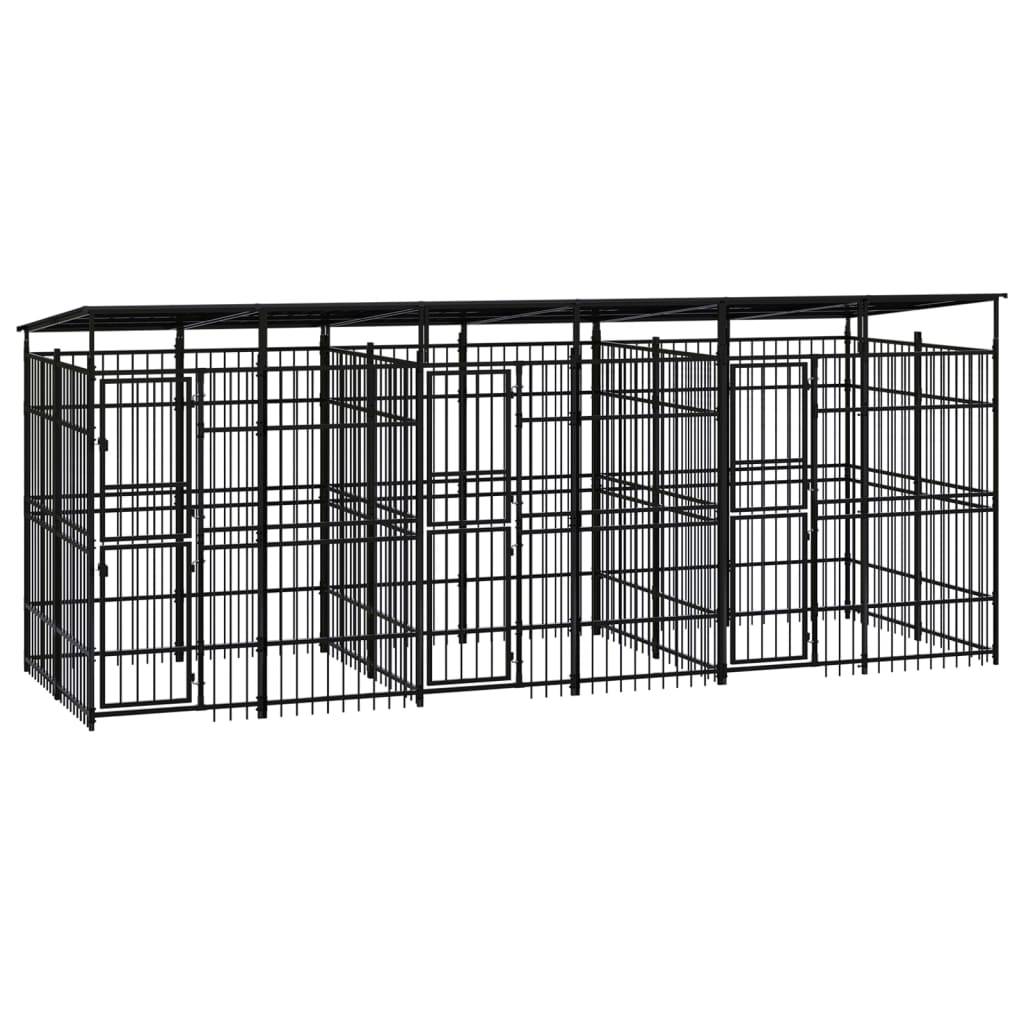 Vidaxl - Chenil d'extérieur avec toit pour chiens Acier 11,06 m² vidaXL 3098015 - Imagen 1