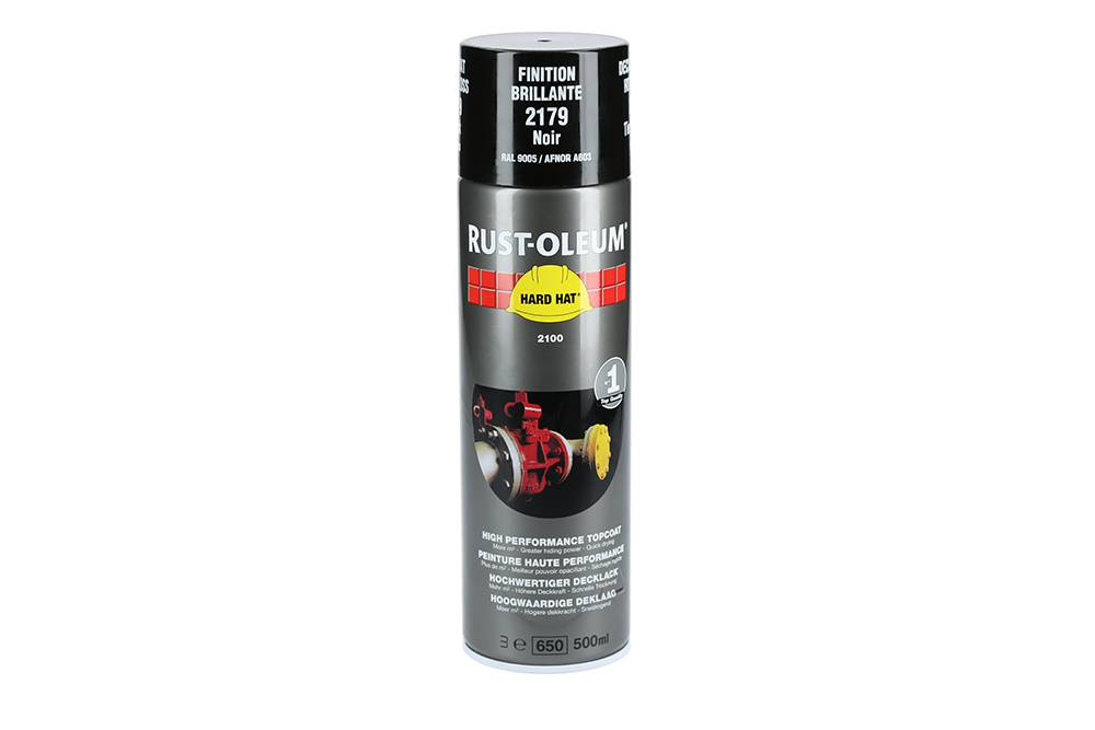 Couche de finition Hard Hat Ral-couleurs noir foncé RAL 9005 500ml - RUST-OLEUM - 2179 - Image 2