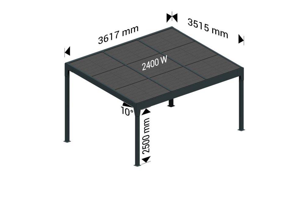 Ombrazur - Carport solaire ENERGY 1 pente Gris anthracite 3,617x3,515m 2400W OMBRAZUR - Imagen 4