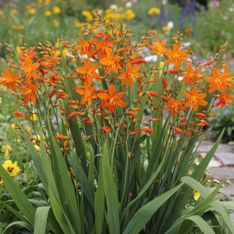 Crocosmia Babylon, Montbretia à fleurs Orange/ - feuillage Caduc - Godet - 5/20 cm - Imagen 1