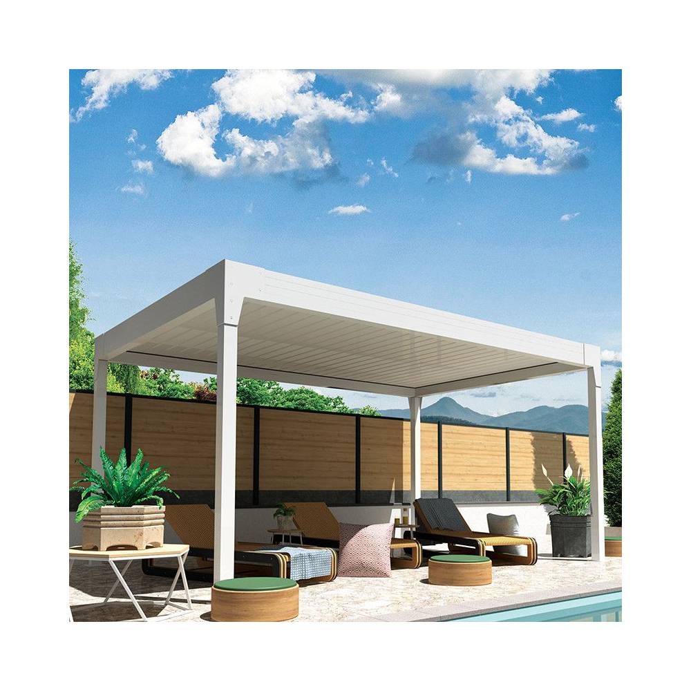 Pergola bioclimatique HELY îlot 4,00x5,154m Vérin à télécommande (Blanc) - Alia Productions - Imagen 5