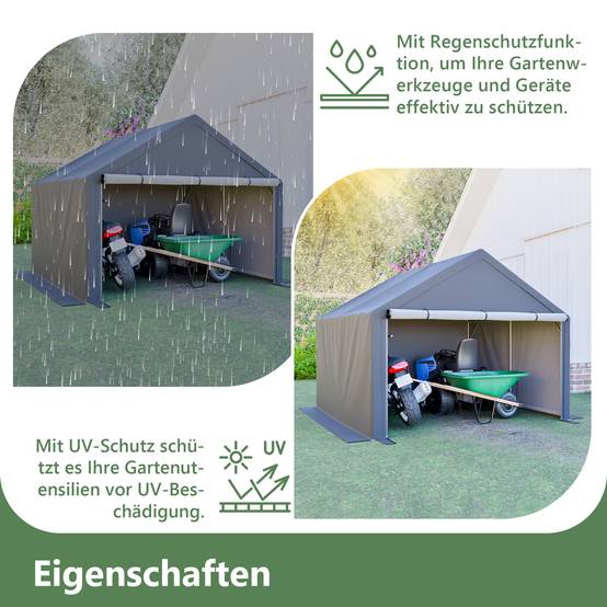Abri de Stockage XXL Tente de Jardin pour Vélos et Outils Acier Galvanisé 305x396x233cm Gris - ComfortXL Outdoor Living - Image 4
