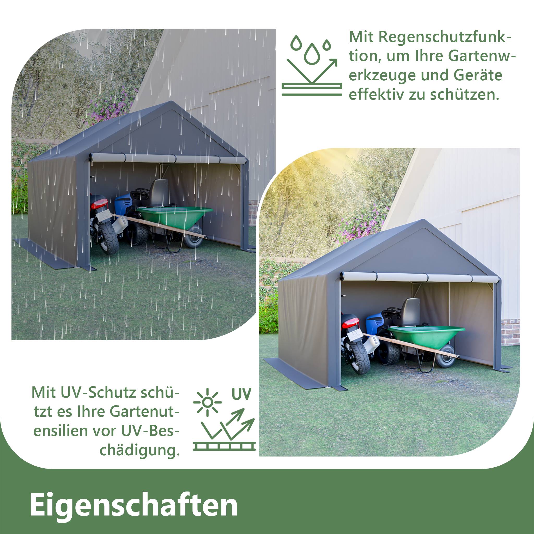 Abri de Stockage XXL Tente de Jardin pour Vélos et Outils Acier Galvanisé 305x396x233cm Gris - ComfortXL Outdoor Living - Image 4