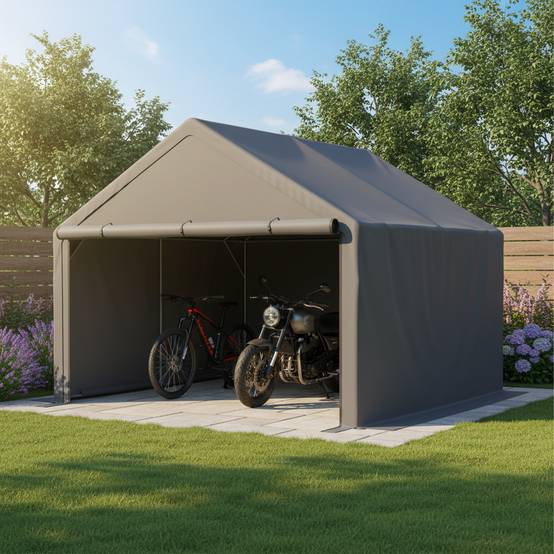 Abri de Stockage XXL Tente de Jardin pour Vélos et Outils Acier Galvanisé 305x396x233cm Gris - ComfortXL Outdoor Living - Image 7