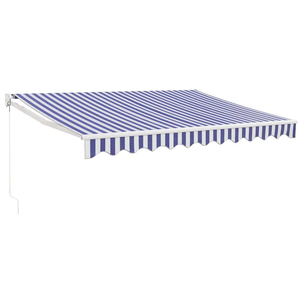Store banne mural aluminium terrasse protection solaire 3.5x2.5m bleu blanc - ComfortXL Outdoor Living - Image 2