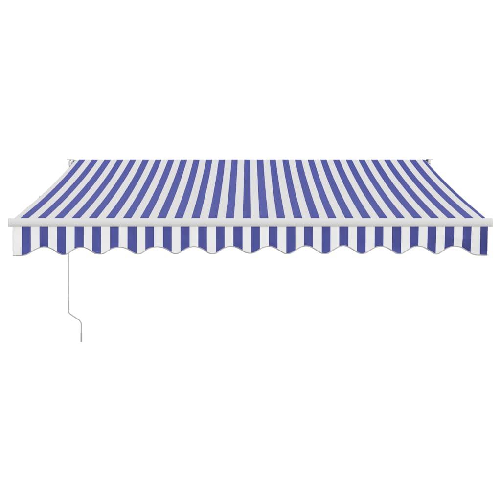 Store banne mural aluminium terrasse protection solaire 3.5x2.5m bleu blanc - ComfortXL Outdoor Living - Image 3