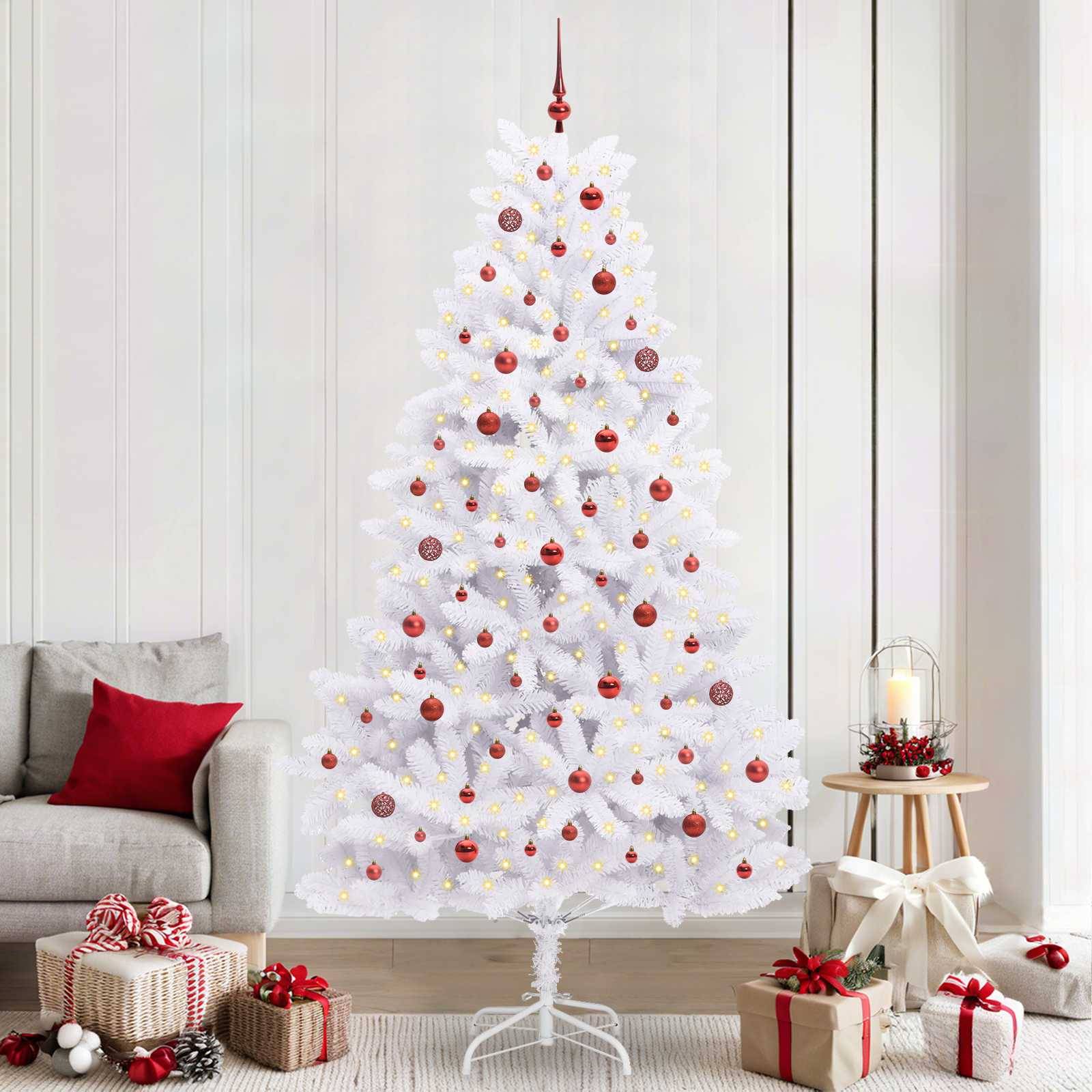 Sapin de Noël | Arbre de Noël Artificiel à Branches Articulées Blanc 240 cm Maison Chic - Image 2