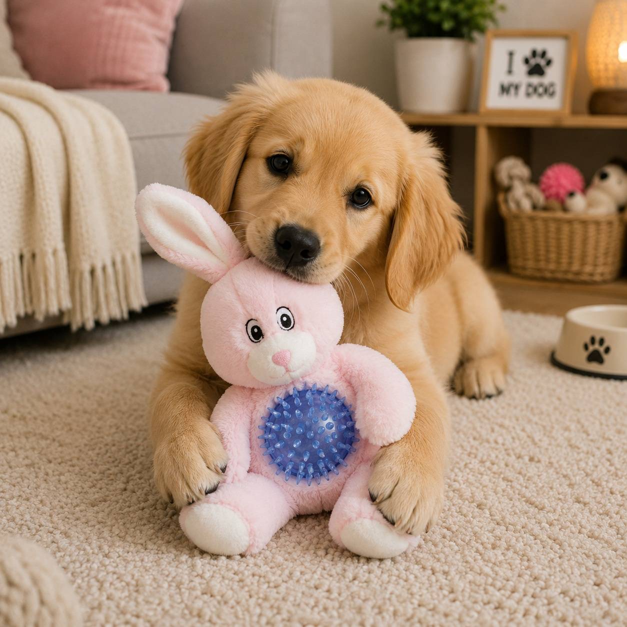 Eden - Jouet peluche lapin avec balle pour chien - Image 2