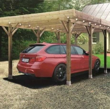 Carport base 4x5 - H 2,5m, Ancrage A enfoncer, Panneaux de toit Pvc - Imagen 1