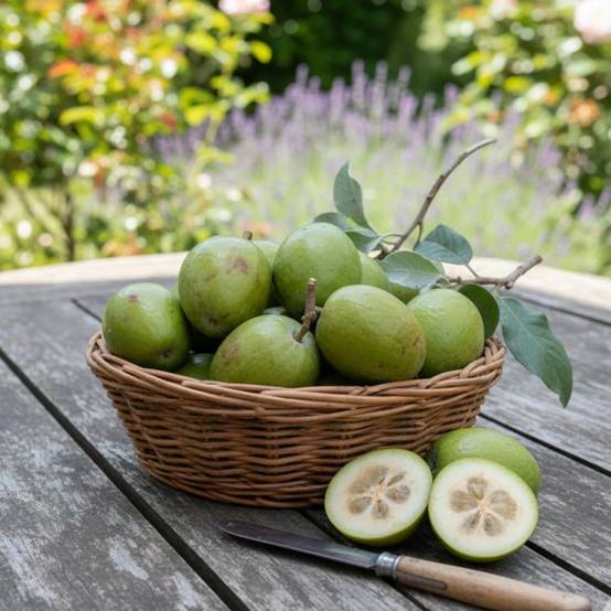 Goyavier du Brésil, Acca, Feijoa à fleurs Blanche - feuillage Persistant - Pot de 3L - 40/60 cm- hauteur à maturité De 1,50 m à 2,00 m - Image 5
