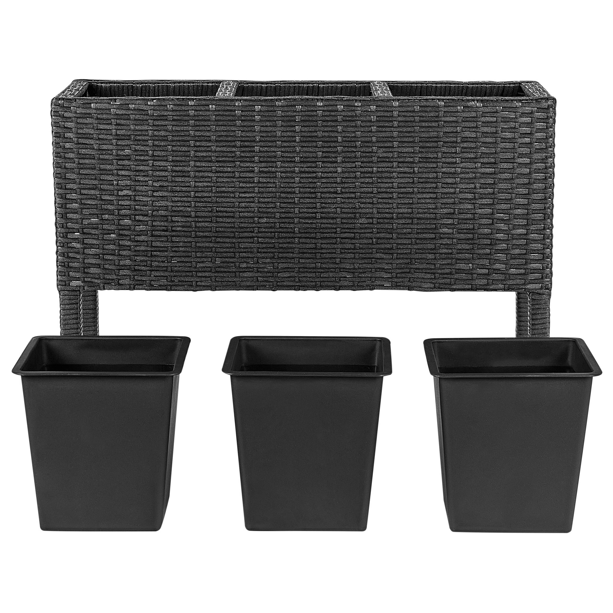 Beliani - Cache-pot d'extérieur Polyrotin Noir CARAGANA - Beliani - Imagen 5