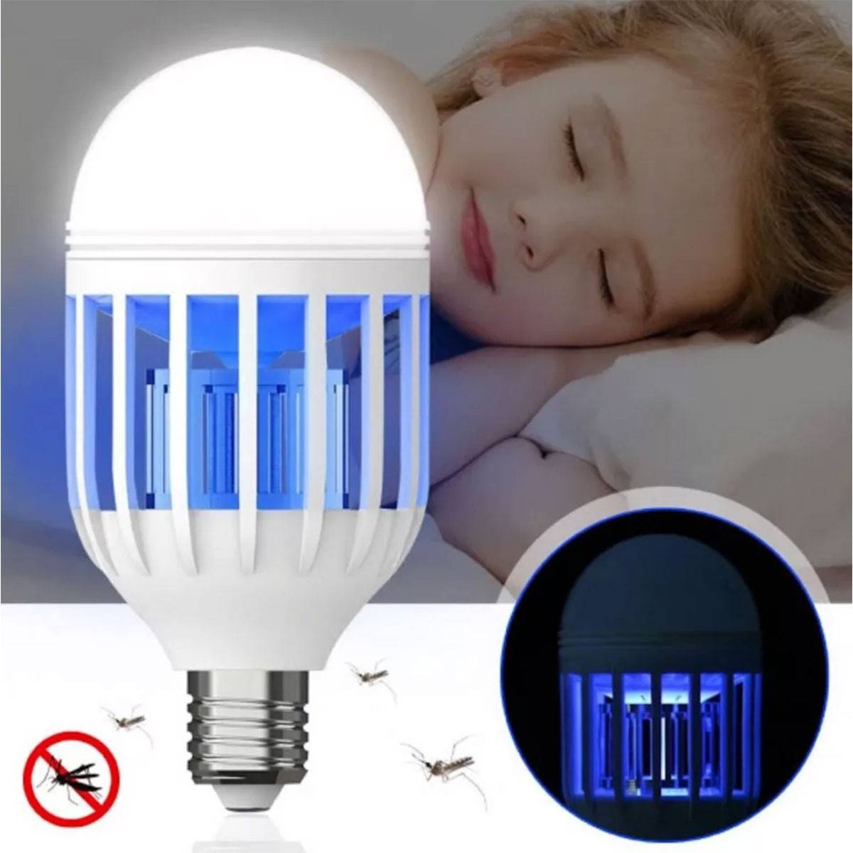 Lampe led anti moustique Insectes volants 2en1 Ampoule LED vissable douille standard E27 GRUNDIG - Imagen 4