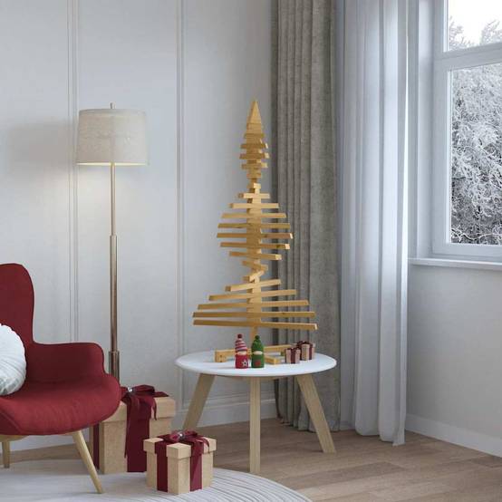 ComfortXL - Sapin de Noël en bois de pin massif à décorer branches ajustables Marron 120 cm – ComfortXL Outdoor Living - Image 4