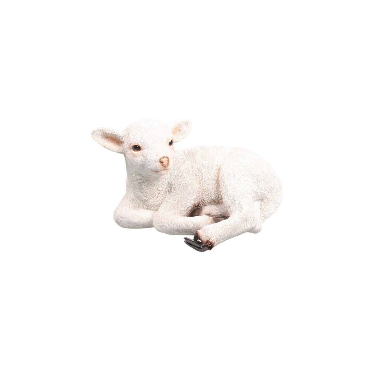 Farmwood Animals - Agneau blanc en résine Couché 2