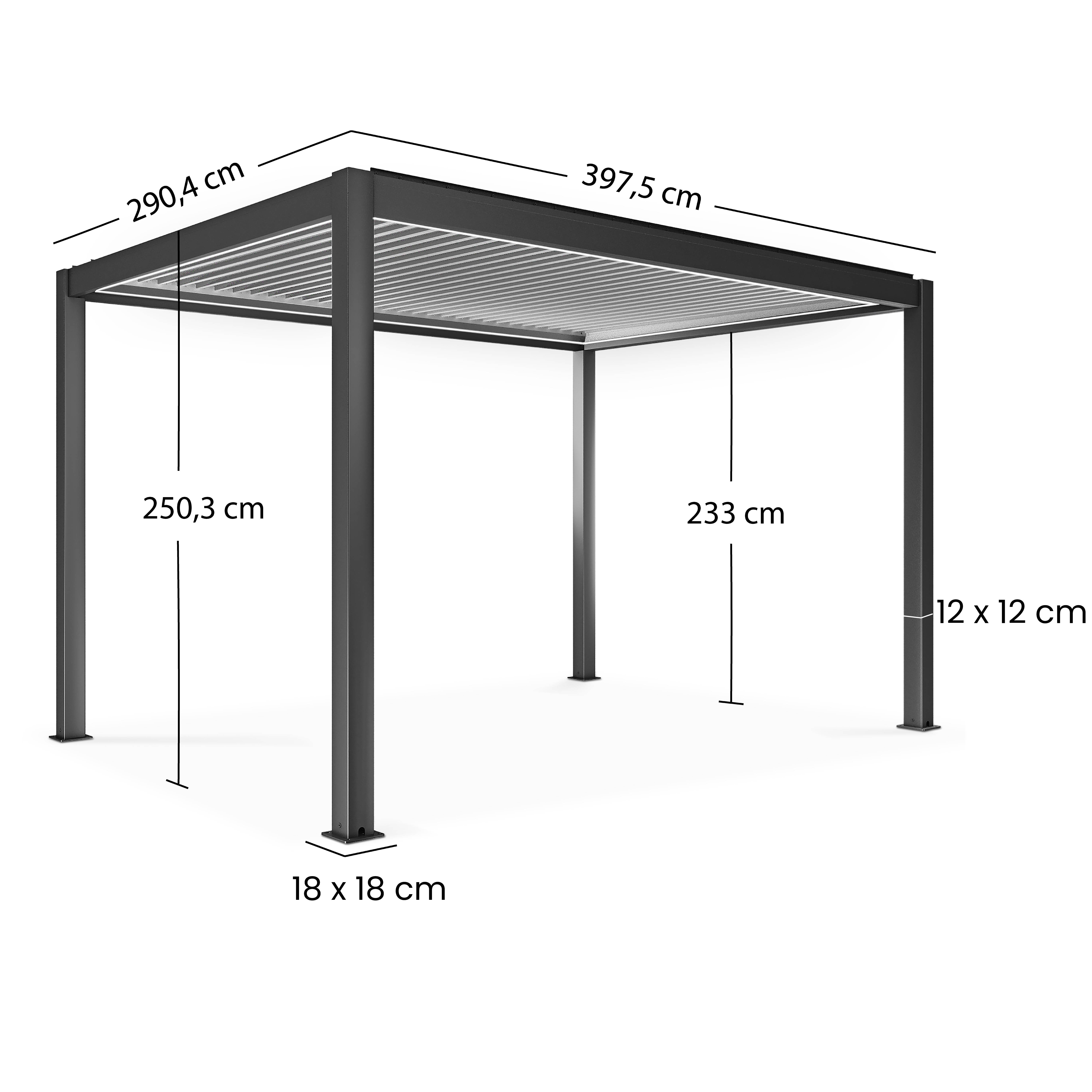 Oviala - Pergola bioclimatique autoportée motorisée et éclairée 3x4 m blanc - Oviala - Imagen 4