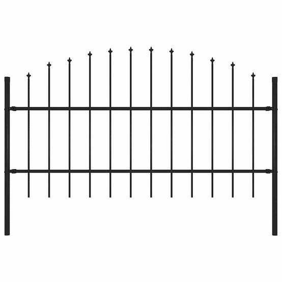 Barrière Jardin Acier Sécurité Pointes Lances Enclos 170x100cm Noir - ComfortXL Outdoor Living - Image 1