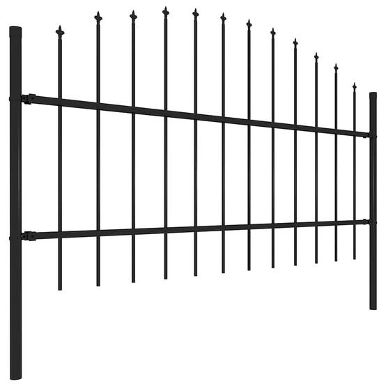 Barrière Jardin Acier Sécurité Pointes Lances Enclos 170x100cm Noir - ComfortXL Outdoor Living - Image 2