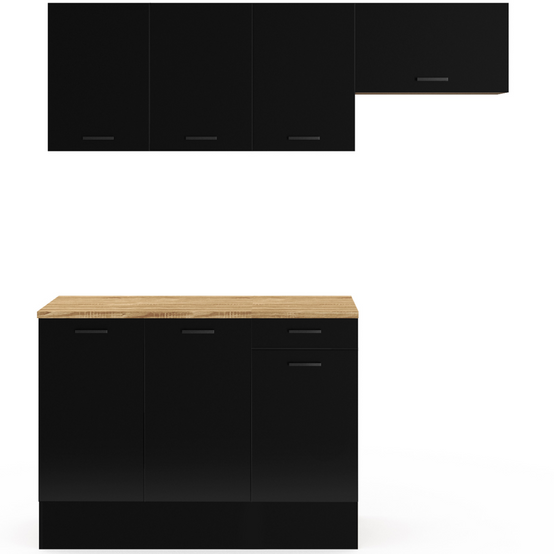 Cuisine complète 180 cm SUBTIL avec plan de travail 5 éléments bois et noir - Image 3
