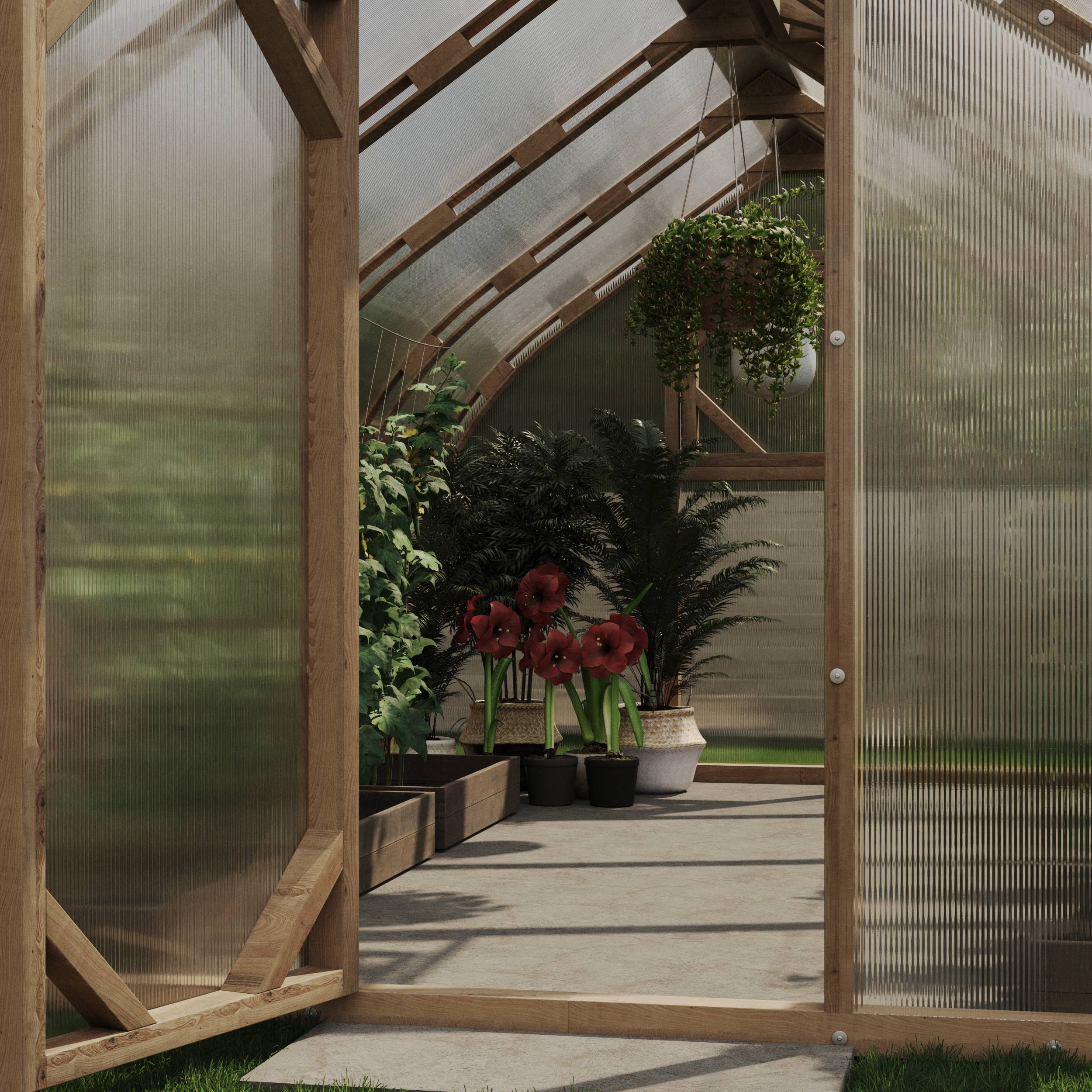 Serre en bois 18m² Norhage Tre 300 - Polycarbonate 6mm - Image 5