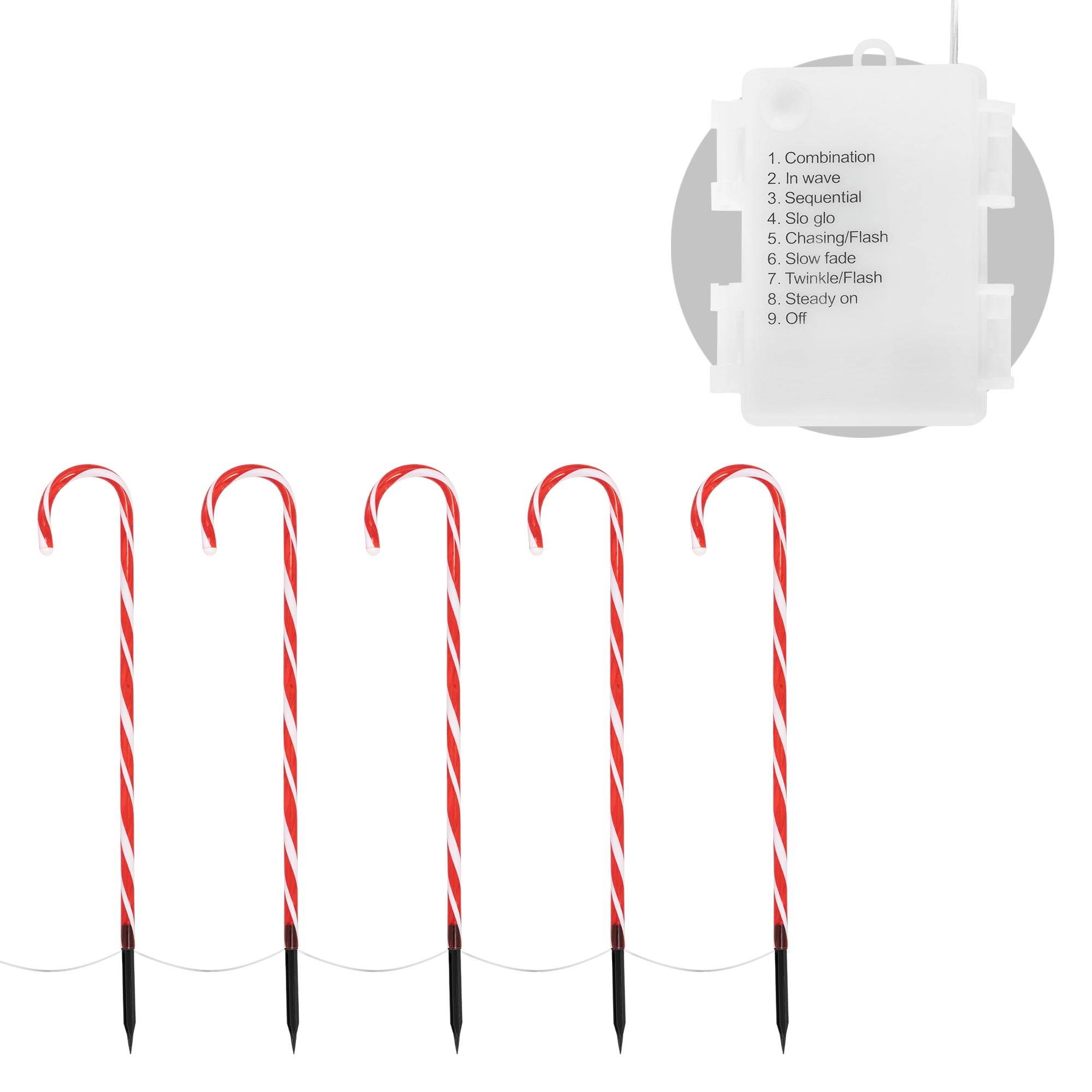 Ecd-Germany - 5x Cannes de bonbon avec 40 lumières LED blanc chaud décoration de Noël jardin - Imagen 2