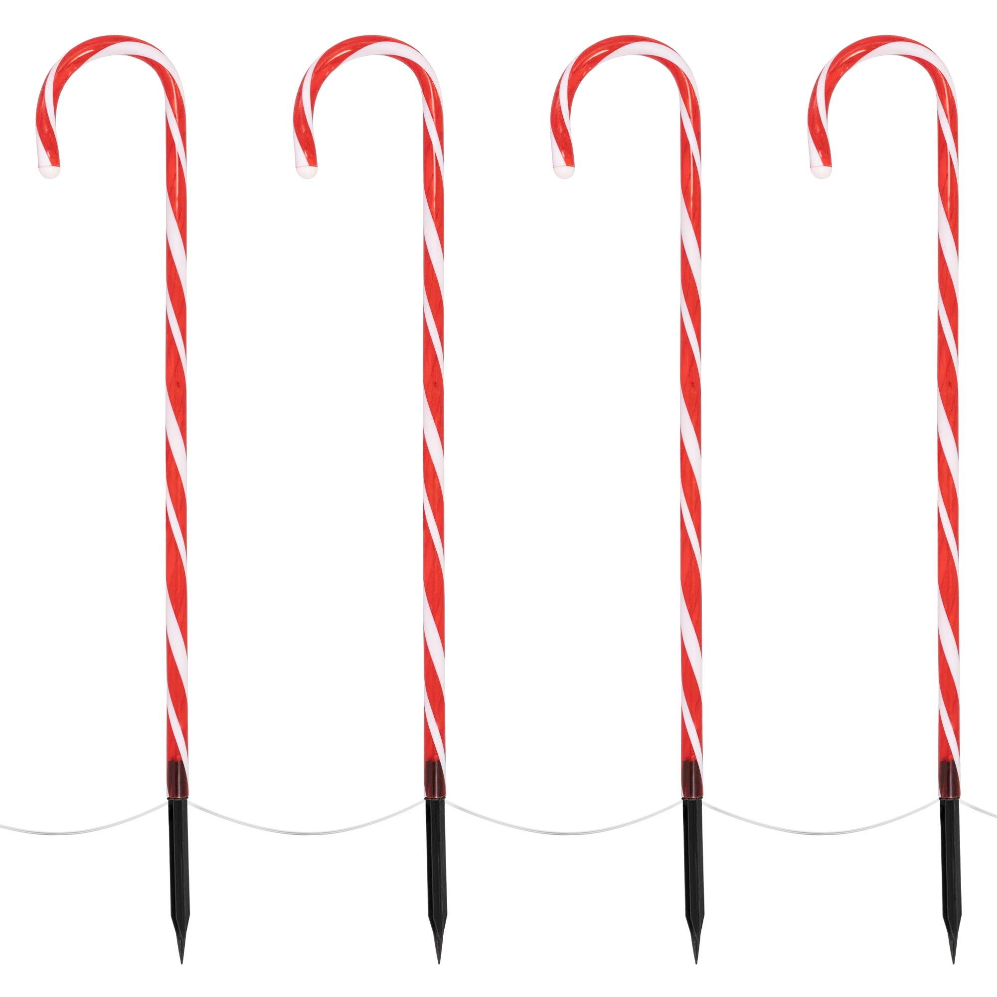 Ecd-Germany - 5x Cannes de bonbon avec 40 lumières LED blanc chaud décoration de Noël jardin - Imagen 1