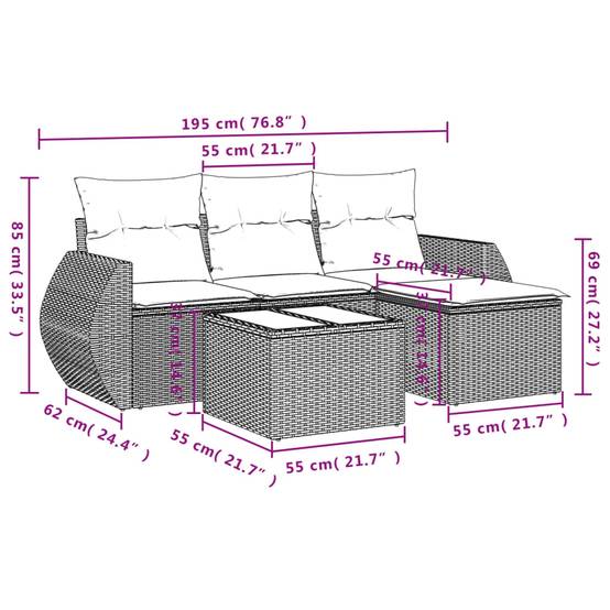 Salon de jardin 5 places résine tressée avec coffre de rangement table et pouf pour terrasse Noir – ComfortXL Outdoor Living - Image 3
