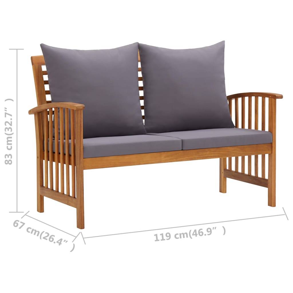 Vidaxl - Banc de jardin avec coussins 119 cm Bois solide d'acacia vidaXL 310261 - Imagen 4
