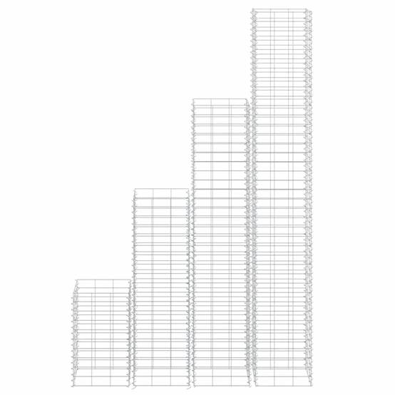 Lits surélevés gabion fer argenté 30 x 30 x 50/100/150/200 cm (x4) - PANGIVO - Image 5