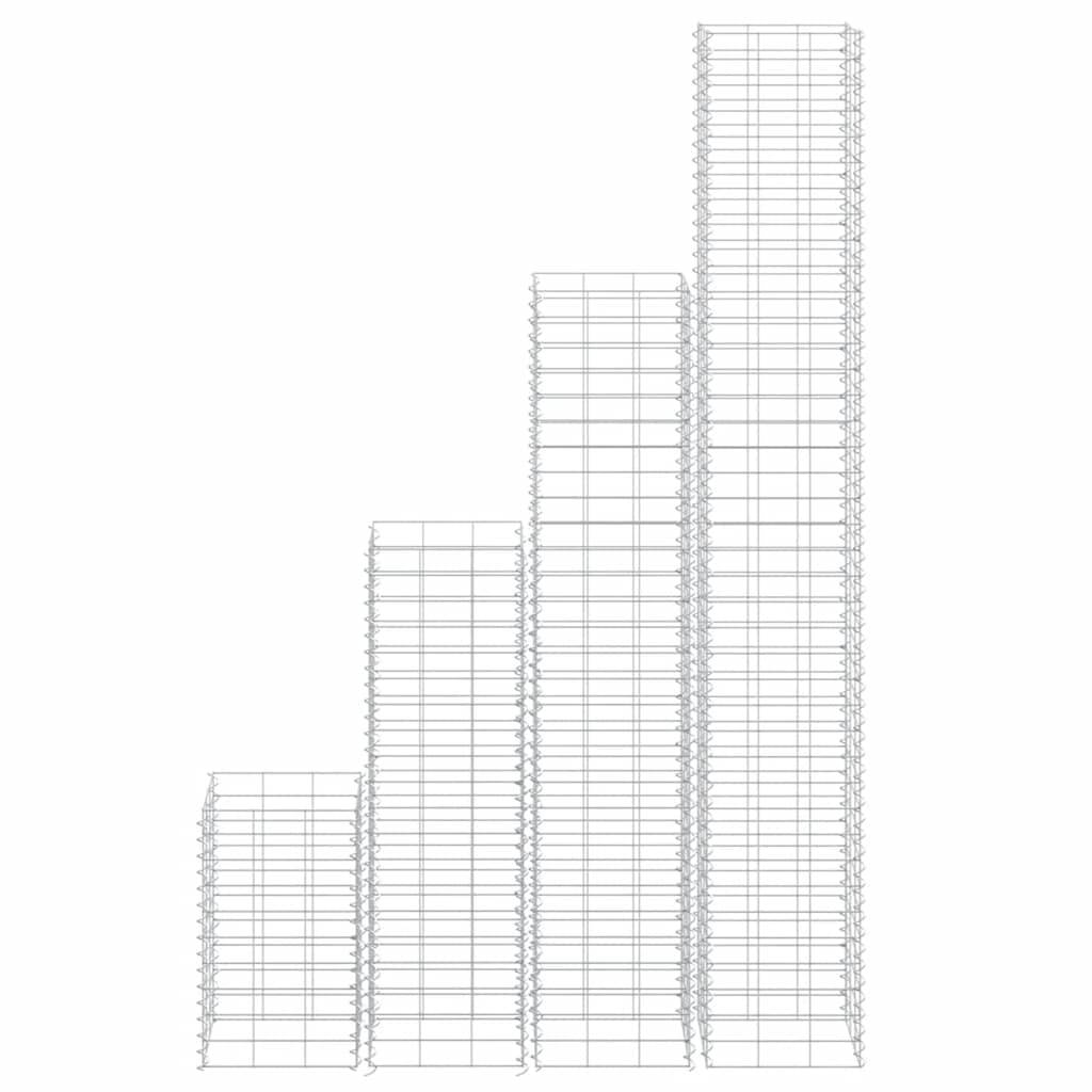 Lits surélevés gabion fer argenté 30 x 30 x 50/100/150/200 cm (x4) - PANGIVO - Image 5