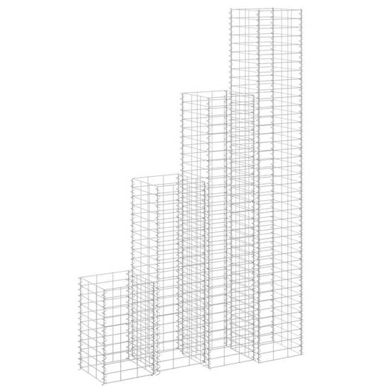 Lits surélevés gabion fer argenté 30 x 30 x 50/100/150/200 cm (x4) - PANGIVO - Image 1