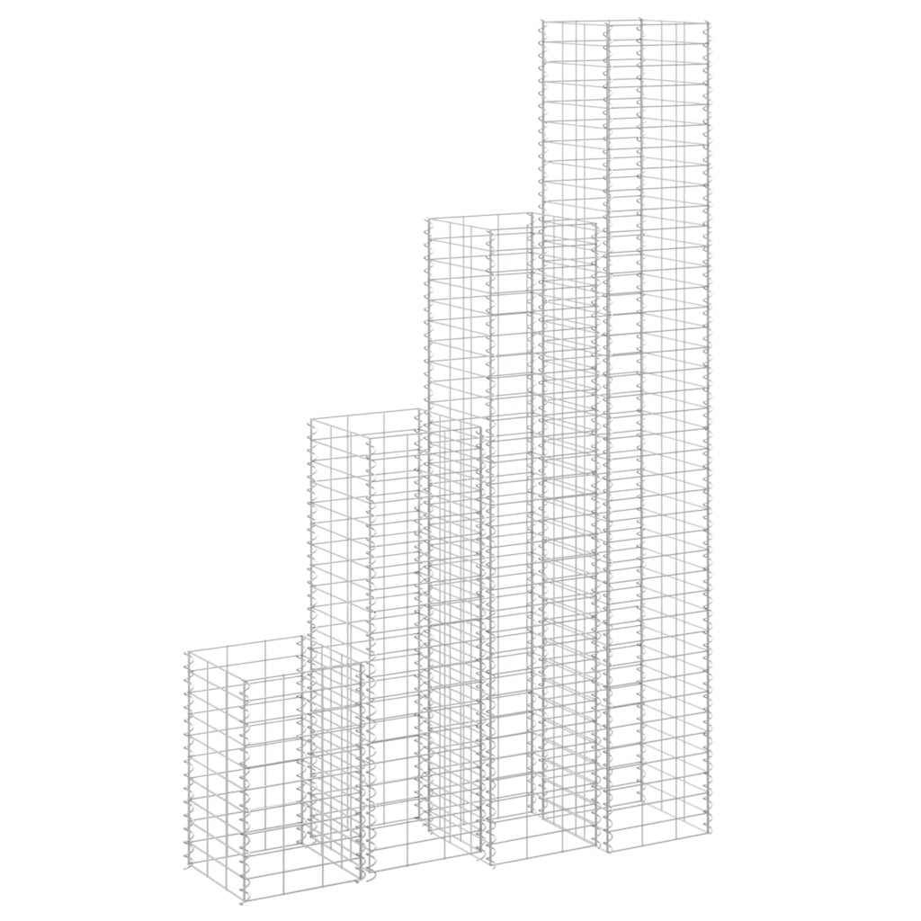 Lits surélevés gabion fer argenté 30 x 30 x 50/100/150/200 cm (x4) - PANGIVO - Image 1