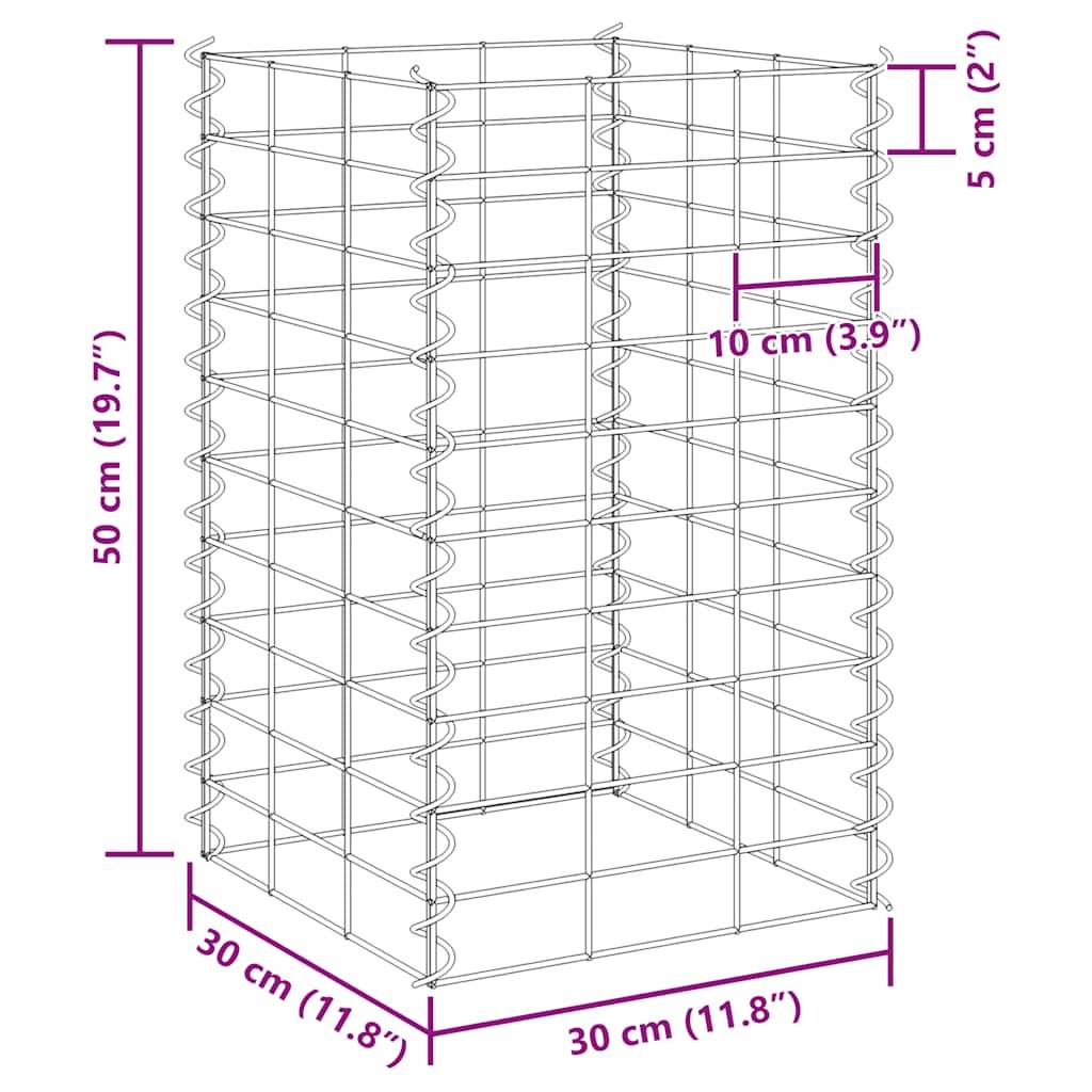 Lits surélevés gabion fer argenté 30 x 30 x 50/100/150/200 cm (x4) - PANGIVO - Image 7