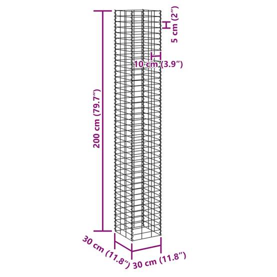 Lits surélevés gabion fer argenté 30 x 30 x 50/100/150/200 cm (x4) - PANGIVO - Image 10