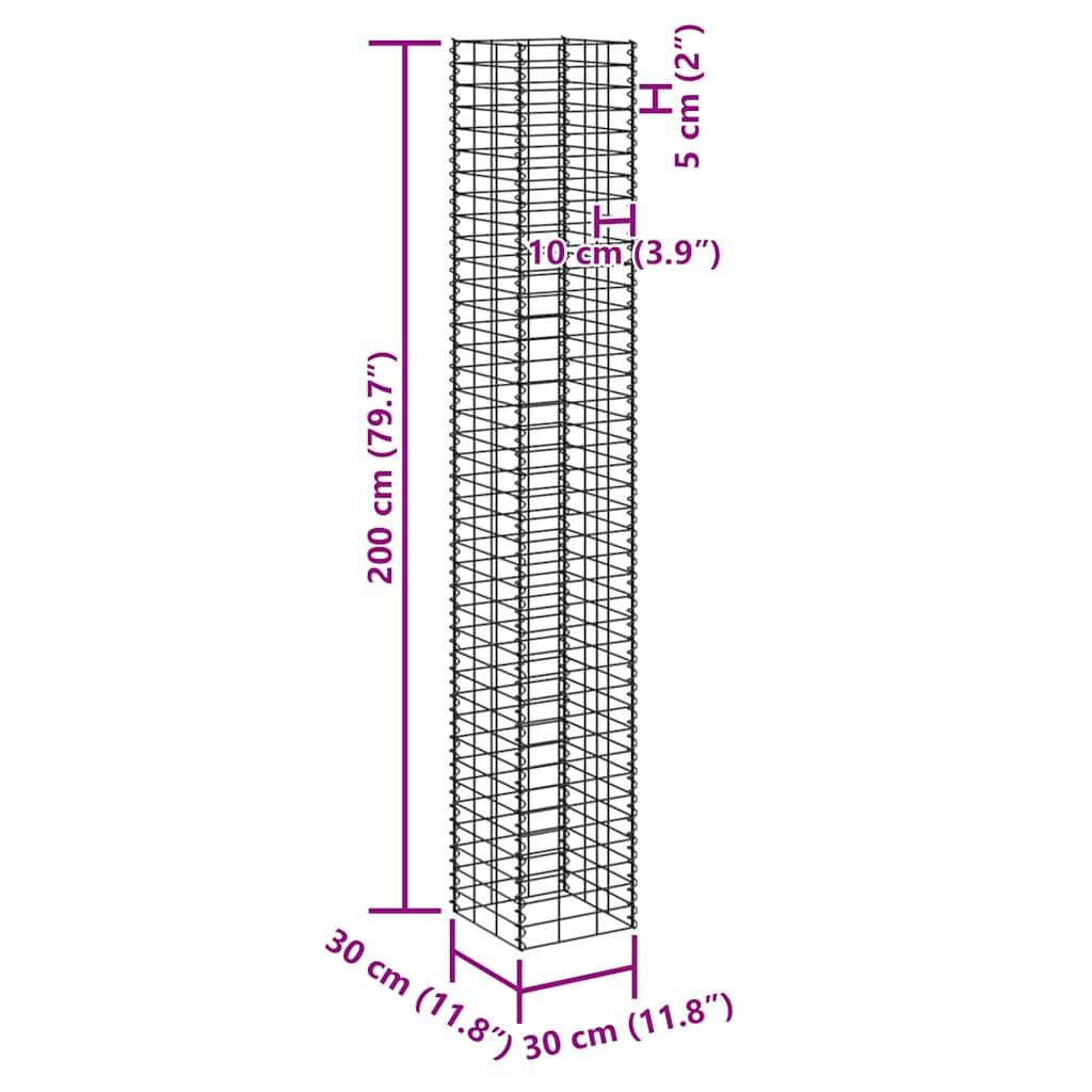 Lits surélevés gabion fer argenté 30 x 30 x 50/100/150/200 cm (x4) - PANGIVO - Image 10