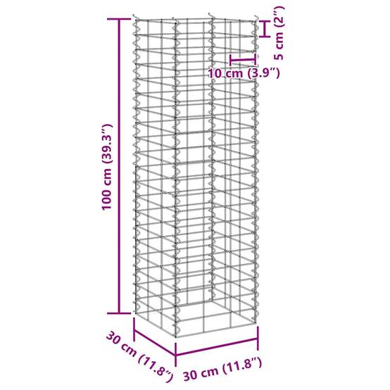 Lits surélevés gabion fer argenté 30 x 30 x 50/100/150/200 cm (x4) - PANGIVO - Image 8