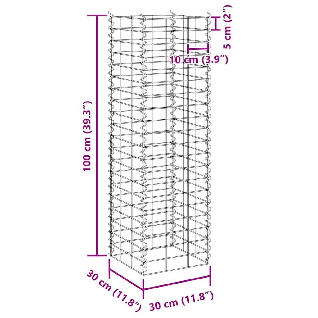 Lits surélevés gabion fer argenté 30 x 30 x 50/100/150/200 cm (x4) - PANGIVO - Image 8
