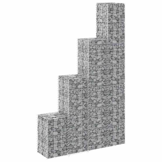 Lits surélevés gabion fer argenté 30 x 30 x 50/100/150/200 cm (x4) - PANGIVO - Image 4