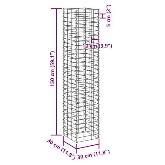 Lits surélevés gabion fer argenté 30 x 30 x 50/100/150/200 cm (x4) - PANGIVO - Image 9