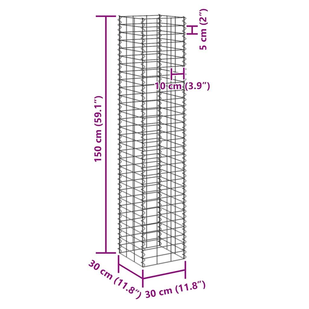 Lits surélevés gabion fer argenté 30 x 30 x 50/100/150/200 cm (x4) - PANGIVO - Image 9